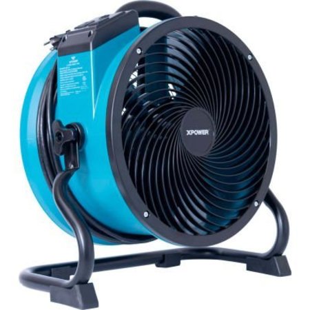 XPOWER MANUFACURE XPOWER Sealed Motor Axial Air Mover, Blower, Fan w/Power Outlets, 1/4 HP, 2100 CFM, Var Speed, Blue X-39AR-Blue